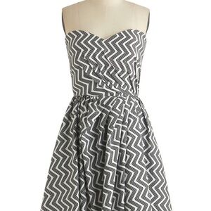 Athena Angry for Modcloth Make the Cut black and white zig zag/chevron dress